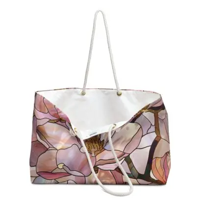 Weekender Bag - Stained Glass Pink Magnolia Travel Tote - Image 3